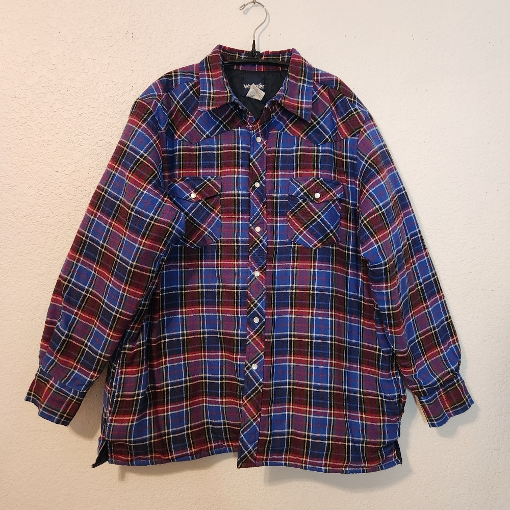 Wrangler Quilted Men's Long-Sleeve Pearl Snap Shirt Jacket, Size XL